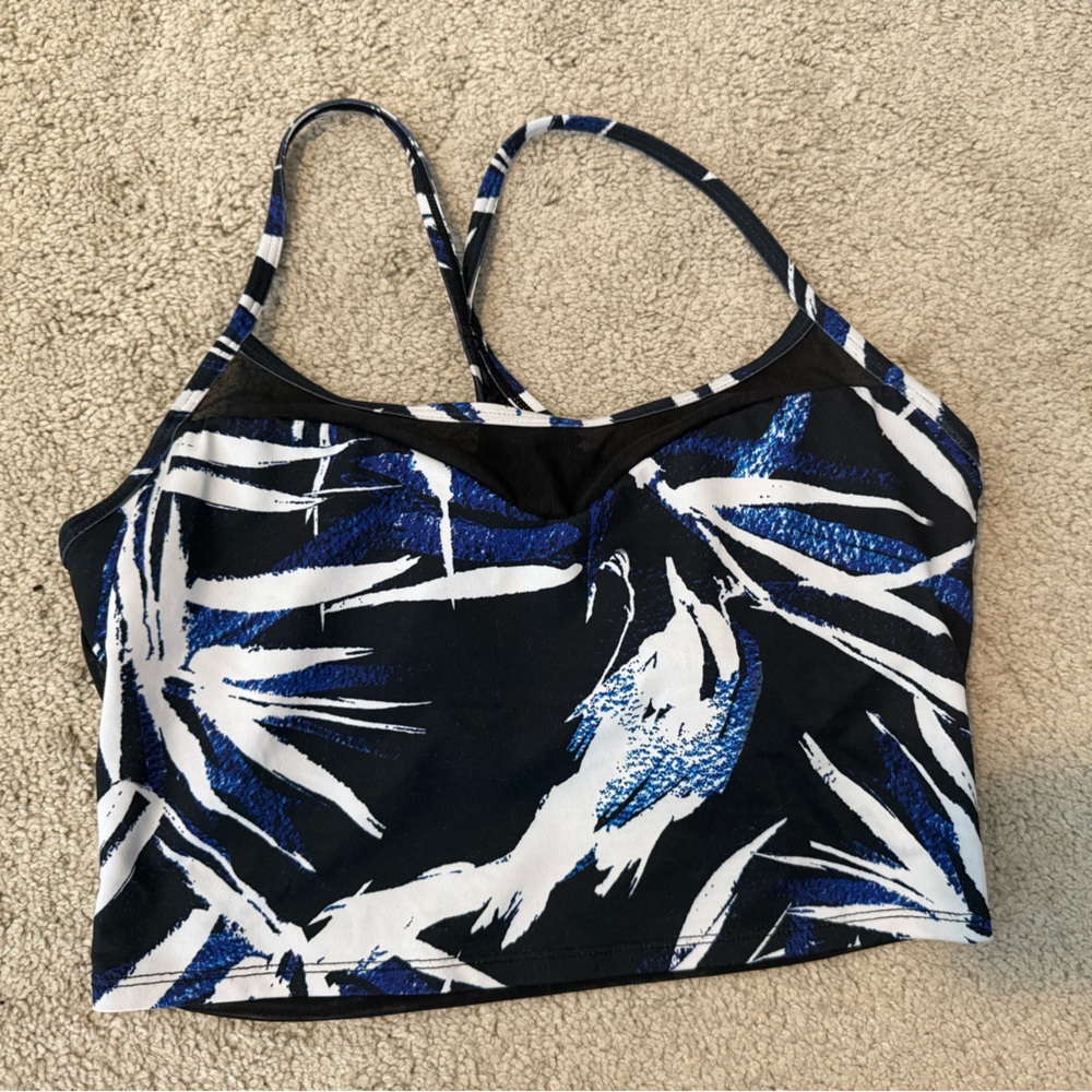 Fabletics Black and Blue Sleeveless Crop Tank